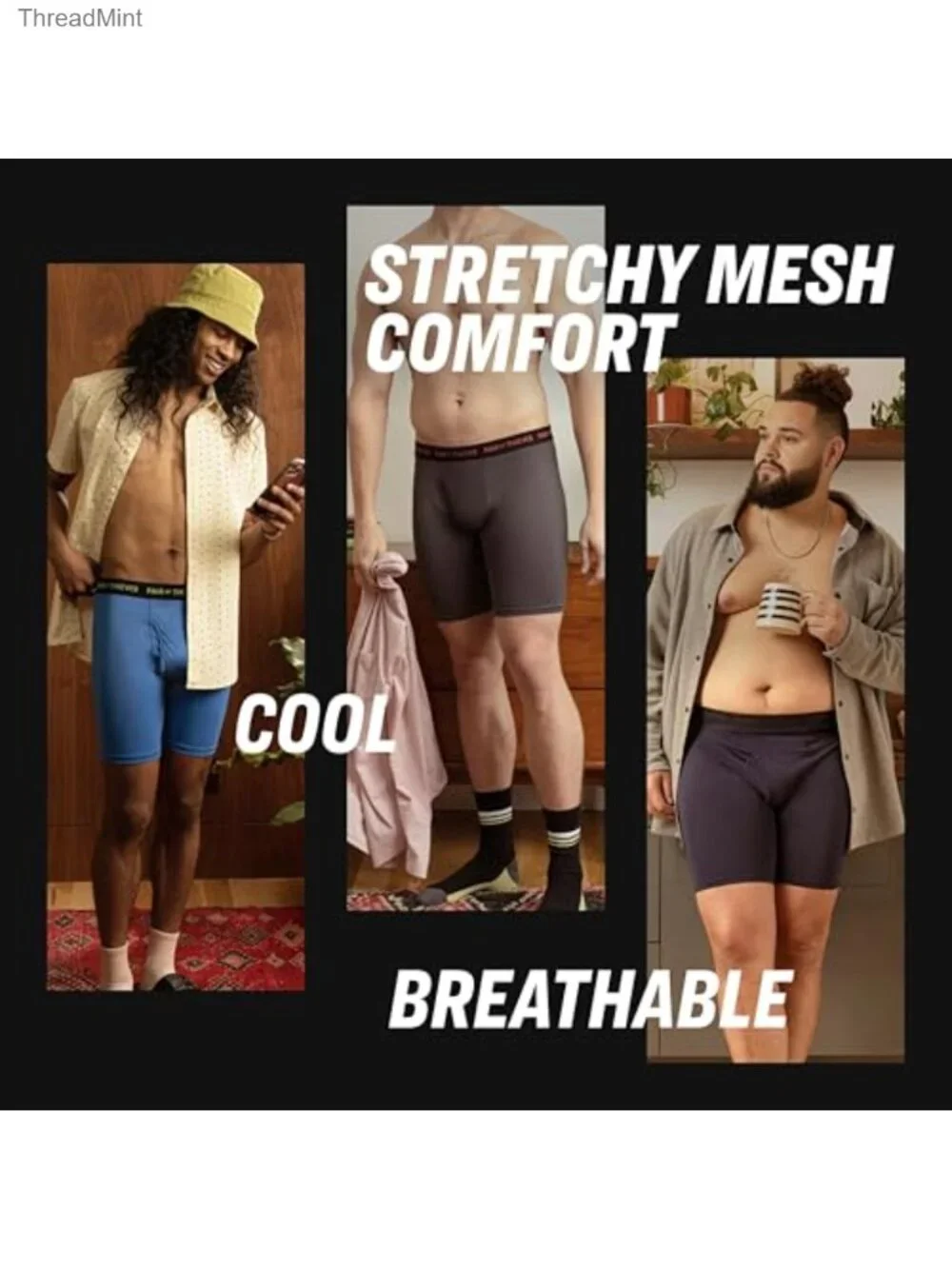 Men Super Fit Long Boxer Briefs 5 Inseam Polyamide Spandex 4-Way Stretch